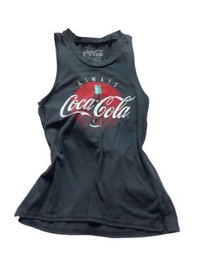 Coca Cola Black Graphic Tank with Red Logo and Bottle